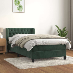 Vidaxl Box spring postelja z vzmetnico temno zelena 100x200 cm žamet