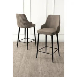 Hanah Home set od 4 barskih stolica Tera, kapućino tkanina Babyface, crne metalne noge