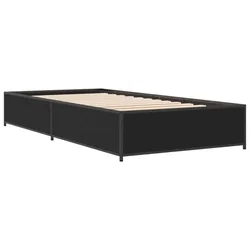 Vidaxl Posteljni okvir črn 90x190 cm inženirski les in kovina