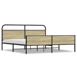 Vidaxl Kovinski posteljni okvir brez vzmetnice sonoma hrast 193x203 cm