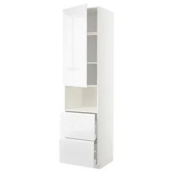 METOD / MAXIMERA Vis.elem.mikrotal. s vratima/2fioke, bela/Voxtorp v. sjaj bela, 60x60x240 cm