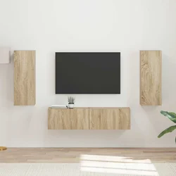 Set TV komoda Zidne 2 pcs Sonoma hrast Konstruirano drvo