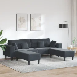 Sofa 3 pcs Tamno siva 250 x 188 x 76 cm Baršun