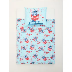 Sinsay - Komplet dečje pamučne posteljine sa božićnim motivom Stitch - bledoplavo