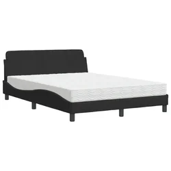 Vidaxl Postelja z vzmetnico Dover črna 140x190 cm žamet