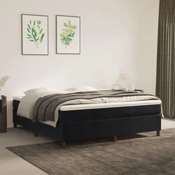 Okvir za krevet s oprugom crni 160x200 cm baršunasti