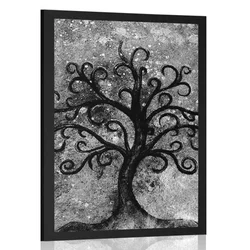 Plakat črnobelo drevo življenja - 60x90 no frame