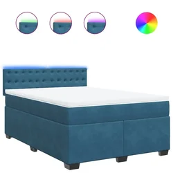 Vidaxl Box spring postelja z vzmetnico modra 140x190 cm žamet
