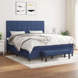 Den Box spring postelja z vzmetnico modra 180x200 cm blago