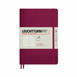 LEUCHTTURM1917 Srednja bilježnica LEUCHTTURM1917 Medium Softcover Notebook - A5, meki uvez, papir s linijama, 123 stranice - Port Red