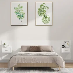 Greatstore Posteljno vzglavje z omaricami bel konstruiran les