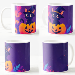 Keramička šolja Halloween, 330ml, Ljubičasta