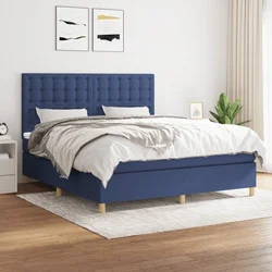 shumee Box spring postelja z vzmetnico modra 160x200 cm blago