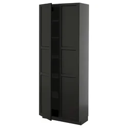 METOD Visoki element s policama, Crnosiva/Lerhyttan crno bajcovano, 80x37x200 cm