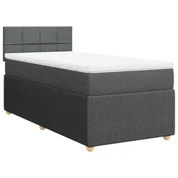 Vidaxl Box spring postelja z vzmetnico temno siva 100x200 cm blago