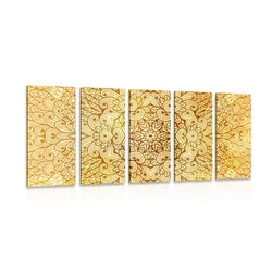5-delna slika zlata etnična Mandala - 200x100