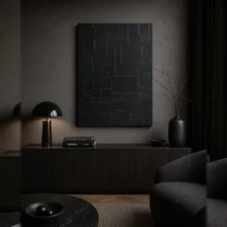 WallXpert slika na platnu Huhu3210, crni apstraktni geometrijski motiv, 70 x 100 cm