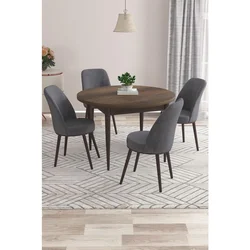 Hanah Home trpezarijski set Kea, sto i 4 stolice, ploča u dekoru drveta Baroque, antracit tkanina Babyface