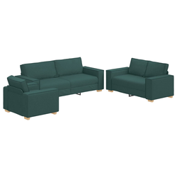 Sofa 3 pcs Tamnozelena 220 x 80 x 84 cm Platnasta tkanina