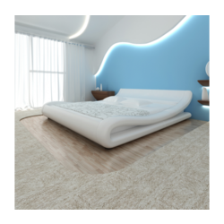VIDAXL postelja iz umetnega usnja zavita 200x140cm bela