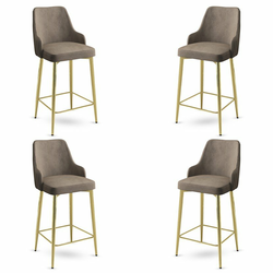 HANAH HOME Set 4 barske stolice Enox Cappuccino Gold