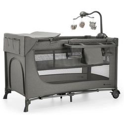 kinderkraft® prenosna posteljica joy™ 2 z dodatki dark grey