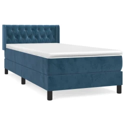 MAISON CHIC Box spring postelja - Vzmetna postelja z vzmetnico temno moder 90x190 cm žamet SL8053, (21905070)