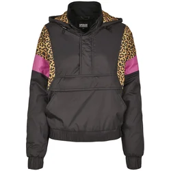 Urban Classics Curvy Prehodna jakna Ladies AOP Mixed Pull Over Jacket, črna