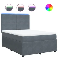 Vidaxl Box spring postelja z vzmetnico temno siva 160x200 cm žamet