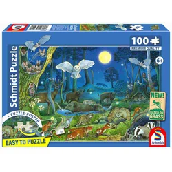 Schmidt - Puzzle Živali v nočnem gozdu - 100 kosov