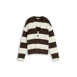 TOM TAILOR DENIM Pletena jopa kremna/temno rjava