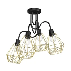 Plafonski luster BERGEN 4xE27/60W/230V crna/zlatna
