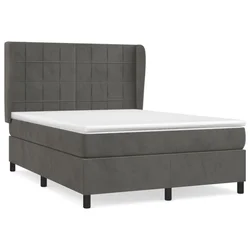 Vidaxl Box spring posteljni z vzmetnico temno siv 140x190 cm žamet