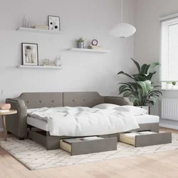 shumee Izvlečna dnevna postelja s predali taupe 80x200 cm blago