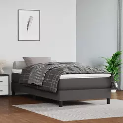 Madrac s džepičastim oprugama srednje tvrdoće sivi 80x200x20 cm od umjetne kože
