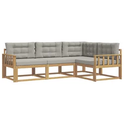 Set vanjskih sofa 3 pcs Bijela i svjetlosiva Poliester