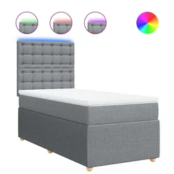 Vidaxl Box spring postelja z vzmetnico svetlo siv 100x200 cm blago