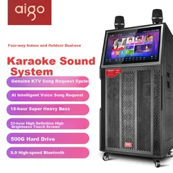 Aigo Karaoke zvučnik sa 2 mikrofona S15, 500GB HD, Crni