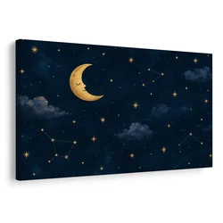 Slika speča luna med zvezdami - 150x100