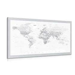 Slika klasični črnobel zemljevid s sivim robom - 60x40