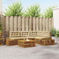 Set vanjskih sofa s jastukom 5 Komad Prirodna i bež
