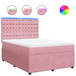 Vidaxl Box spring postelja z vzmetnico roza 160x200 cm žamet