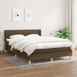 shumee Box spring postelja z vzmetnico temno rjava 140x200 cm blago