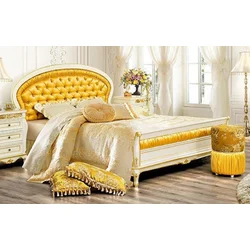 Casa Padrino luxury baroque double bed with rhinestones gold/white - Magnificent solid wood bed - Luxury bedroom furniture in baroque style - Baroque bedroom furniture - Noble & Magnificent