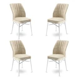 Hanah Home Set 4 trpezarijske stolice Flex Krem-Beli
