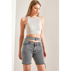 Bianco Lucci Womens Patterned Denim Shorts