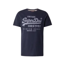 Superdry Majica temno modra/siva