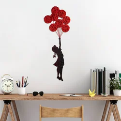 Opviq Zidna dekoracija Banksy-11-1, 100x34 cm, 1.5 mm, Crno-crvena