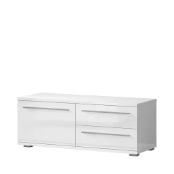 JELA TV STO TV120-1K2F/PN - kolekcija Piano - Bela lak/Kristalno Bela HG Lak - 120x46x45 cm