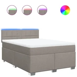 Vidaxl Box spring postelja z vzmetnico taupe 140x200 cm blago
